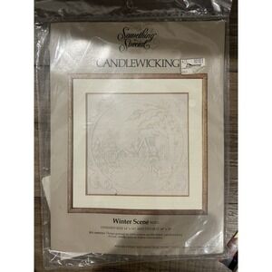 NEW 1983 Candamar Winter Scene 80101 Candlewicking Kit 14x14 Picture Vintg 17865